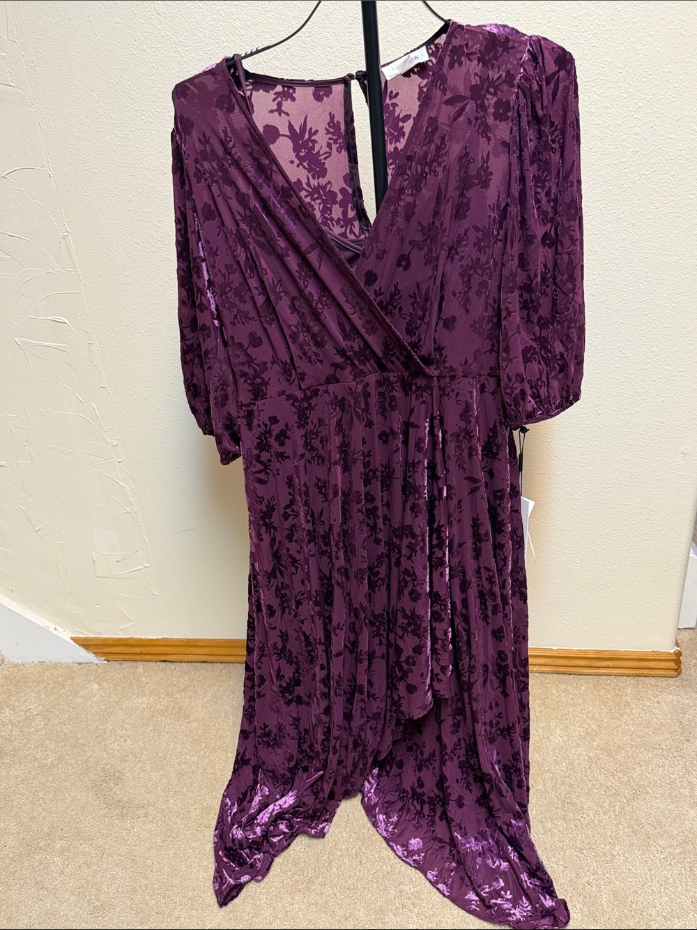 Calvin Klein Purple Floral Velvet dress